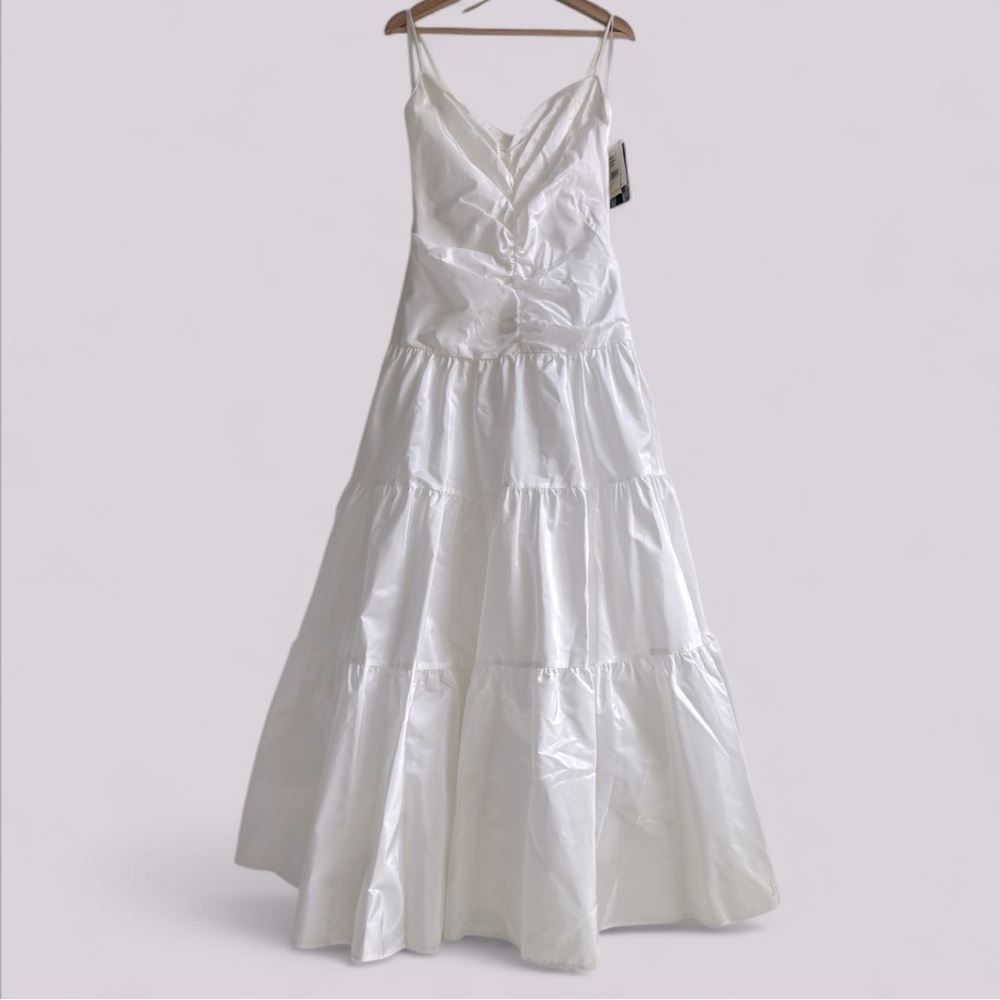 Gunne Sax Jessica Mc Clintock White Elegant Spaghetti Straps Maxi Dress Size 7